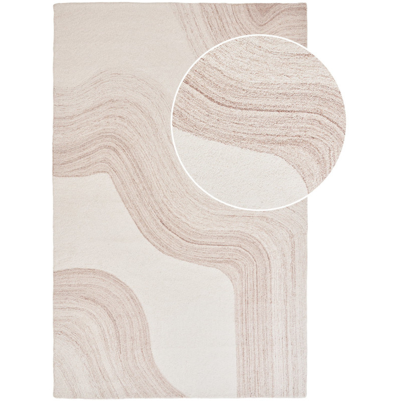 Grand Tapis moderne tufté Rectangulaire 160x230 Laine Marron clair Blanc ivoire Surat 