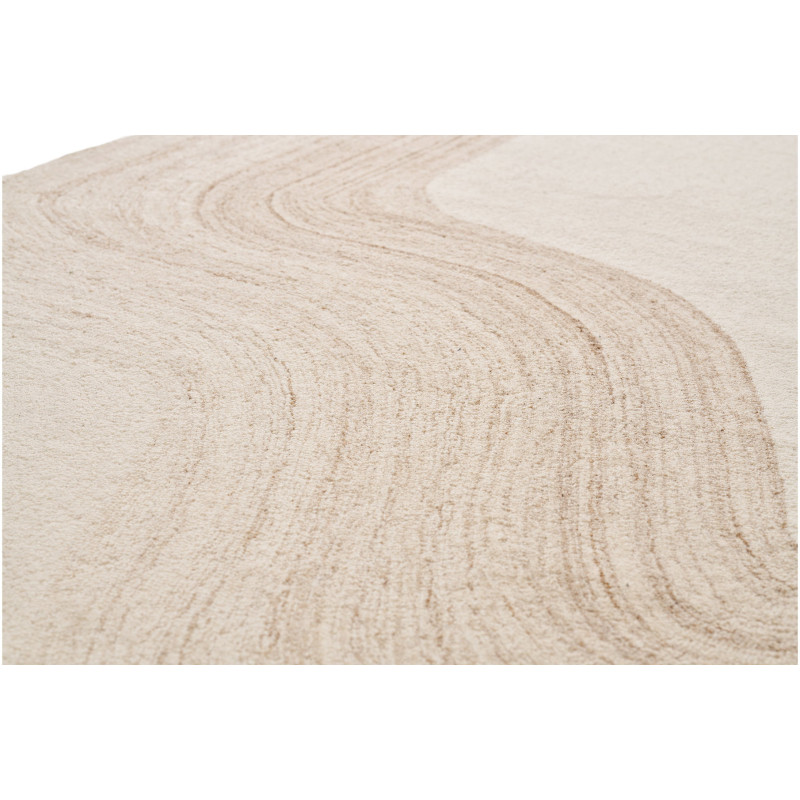 Grand Tapis moderne tufté Rectangulaire 160x230 Laine Marron clair Blanc ivoire Surat 