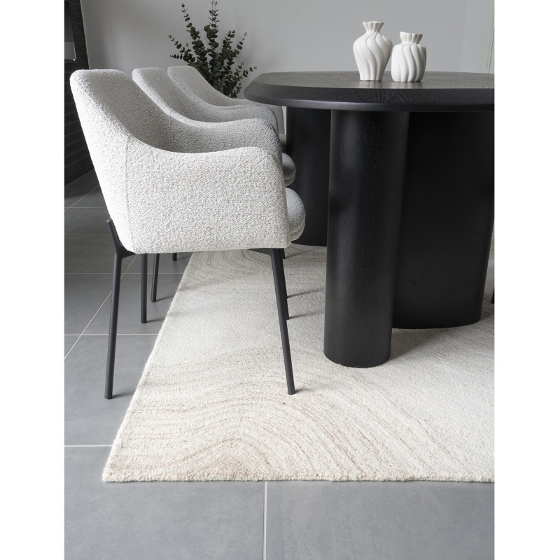 Grand Tapis moderne tufté Rectangulaire 160x230 Laine Marron clair Blanc ivoire Surat 