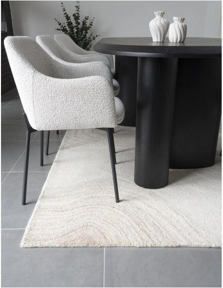 Grand Tapis moderne tufté Rectangulaire 160x230 Laine Marron clair Blanc ivoire Surat 