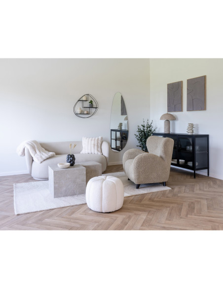 Grand Tapis moderne tufté Rectangulaire 160x230 Laine Marron clair Blanc ivoire Surat 