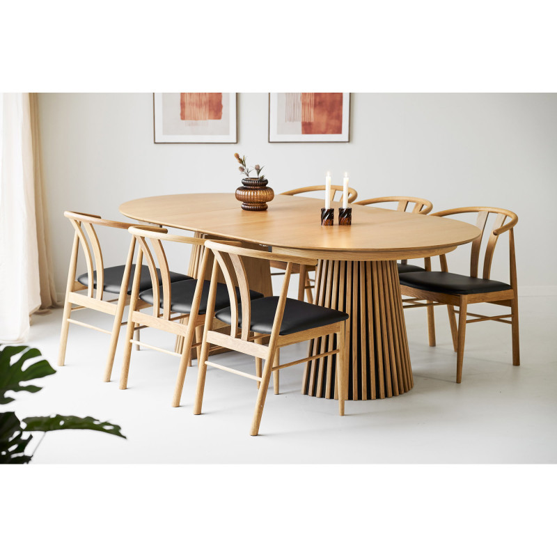 Table à manger extensible 4 à 8 personnes L120 200 cm chêne naturel Osaka 