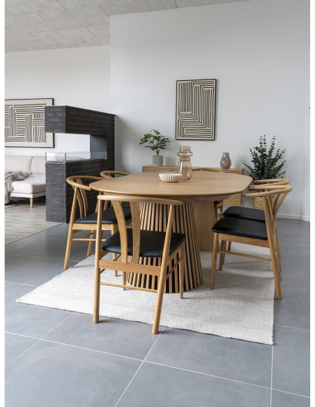 Table à manger extensible 4 à 8 personnes L120 200 cm chêne naturel Osaka 