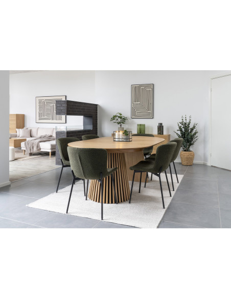 Table à manger extensible 4 à 8 personnes L120 200 cm chêne naturel Osaka 