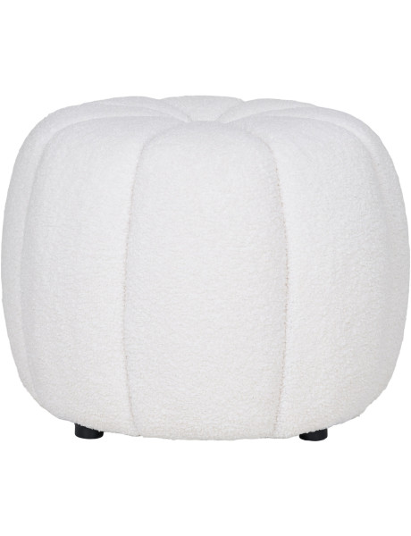 Pouf bouclette moderne chic Rond Tissu Blanc cassé Bouclé Paisley 