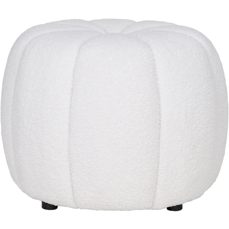 Pouf bouclette moderne chic Rond Tissu Blanc cassé Bouclé Paisley 
