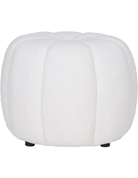 Pouf bouclette moderne chic Rond Tissu Blanc cassé Bouclé Paisley 