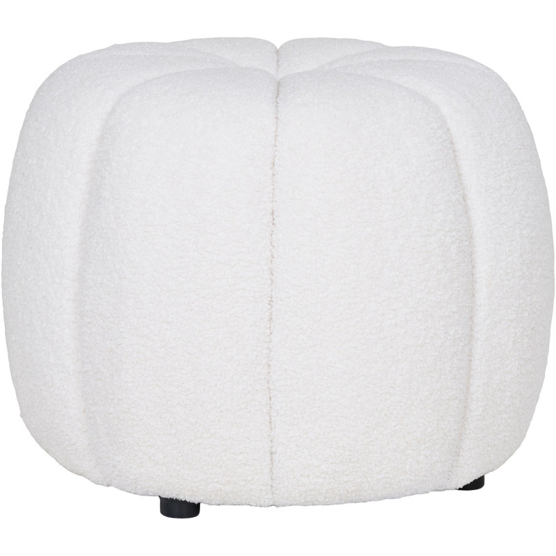 Pouf bouclette moderne chic Rond Tissu Blanc cassé Bouclé Paisley 