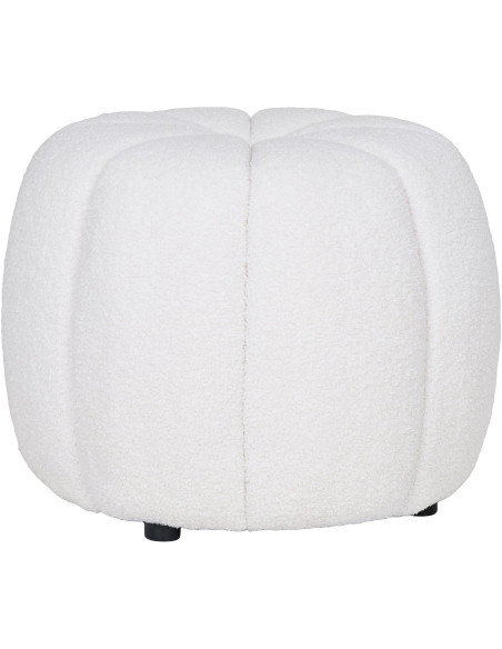 Pouf bouclette moderne chic Rond Tissu Blanc cassé Bouclé Paisley 