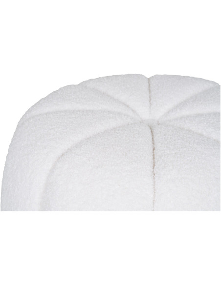 Pouf bouclette moderne chic Rond Tissu Blanc cassé Bouclé Paisley 