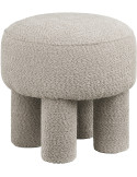 Pouf rond beige sable en tissu chenille Ø 43 x 43 cm Canberra