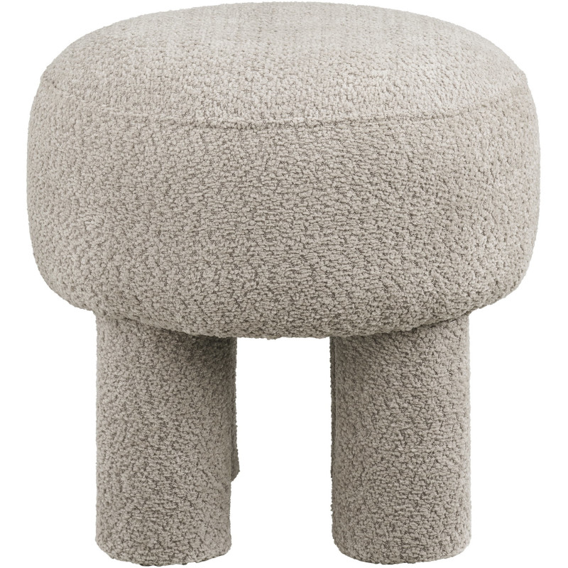 Pouf original bouclette Rond Tissu Gris clair Bouclé Bois de pin Canberra 