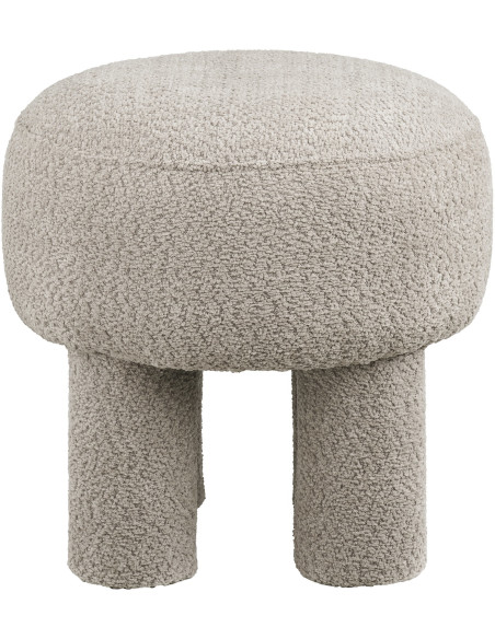 Pouf original bouclette Rond Tissu Gris clair Bouclé Bois de pin Canberra 