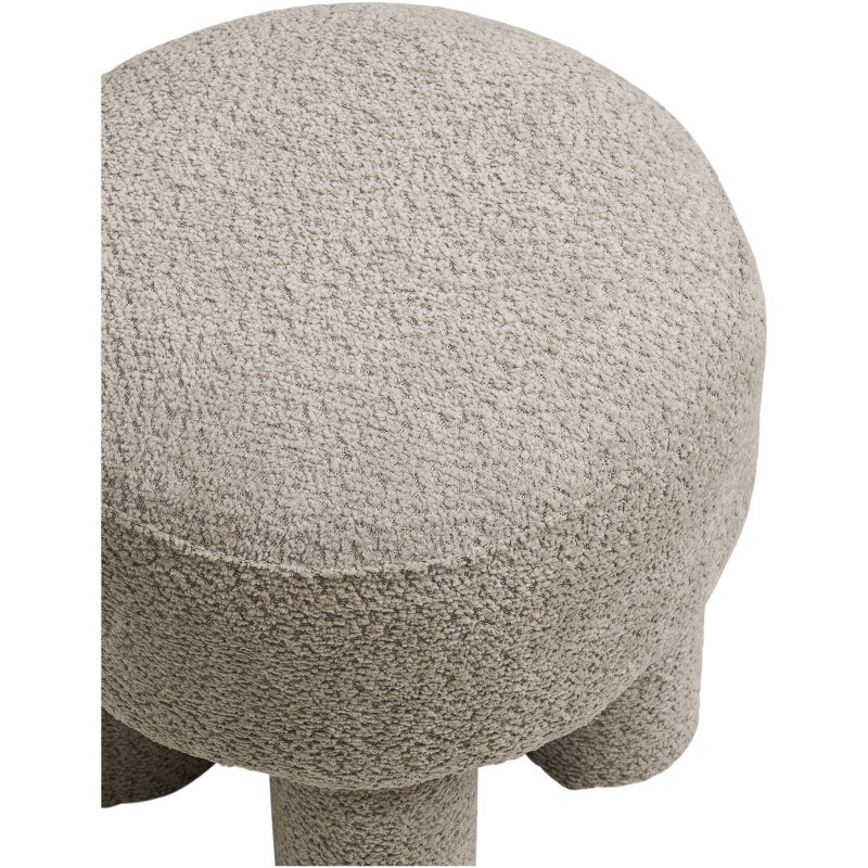 Pouf original bouclette Rond Tissu Gris clair Bouclé Bois de pin Canberra 