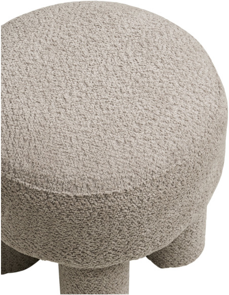 Pouf original bouclette Rond Tissu Gris clair Bouclé Bois de pin Canberra 