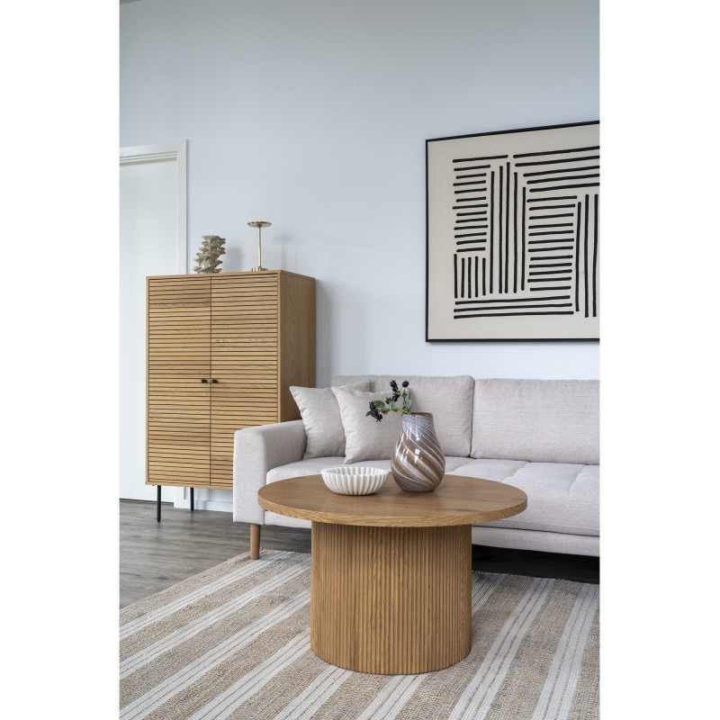 Table basse moderne Ronde Bois MDF Papier décoratif Naturel Boavista 