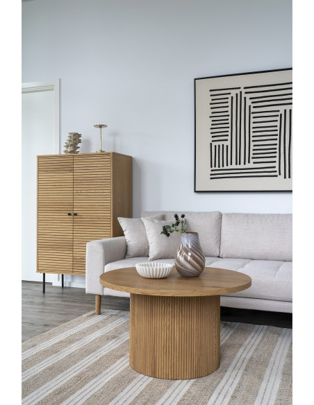 Table basse moderne Ronde Bois MDF Papier décoratif Naturel Boavista 