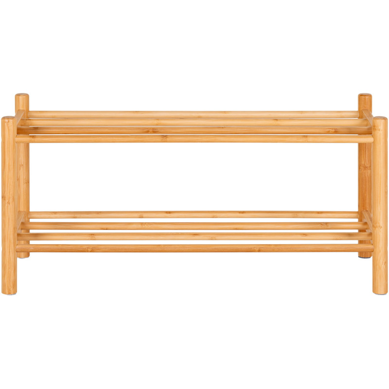 Étagère à chaussures moderne 2 niveaux Bambou Naturel Manaus 