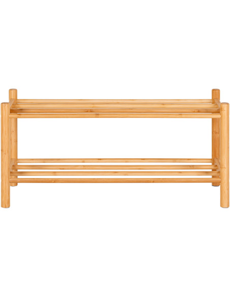 Étagère à chaussures moderne 2 niveaux Bambou Naturel Manaus 