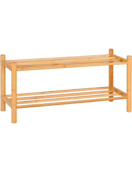 Étagère à chaussures moderne 2 niveaux Bambou Naturel Manaus 