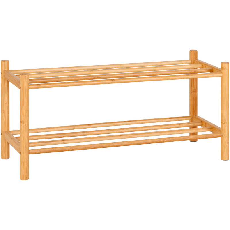 Étagère à chaussures moderne 2 niveaux Bambou Naturel Manaus 