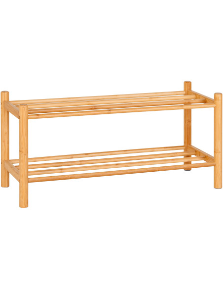 Étagère à chaussures moderne 2 niveaux Bambou Naturel Manaus 