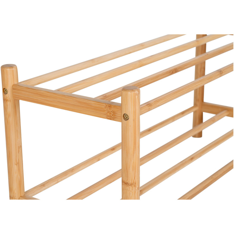 Étagère à chaussures moderne 2 niveaux Bambou Naturel Manaus 