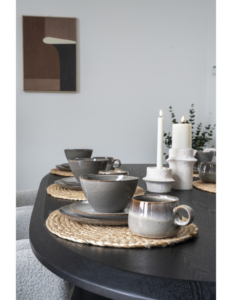 Bols Petit déjeuner ronds 15 cm Grès Gris Marron Selma (Lot de 4) 