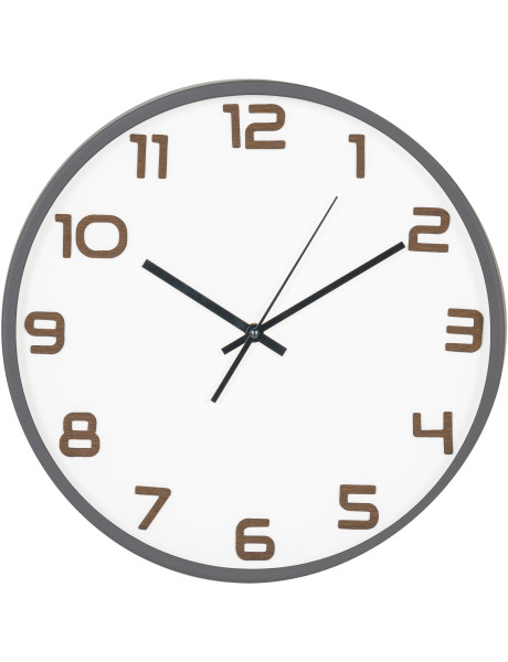 Horloge murale silencieuse Ronde 35 cm Plastique Gris Blanc Naturel Verre Greenwich 