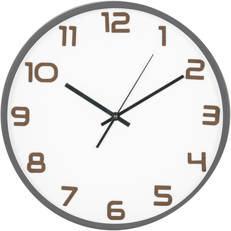 Horloge murale silencieuse Ronde 35 cm Plastique Gris Blanc Naturel Verre Greenwich 