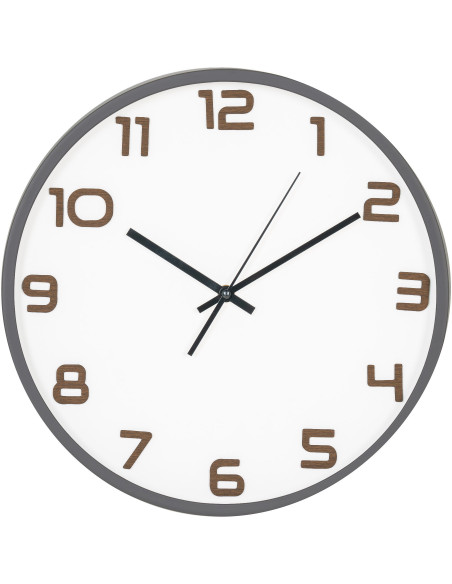 Horloge murale silencieuse Ronde 35 cm Plastique Gris Blanc Naturel Verre Greenwich 