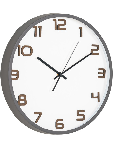 Horloge murale silencieuse Ronde 35 cm Plastique Gris Blanc Naturel Verre Greenwich 