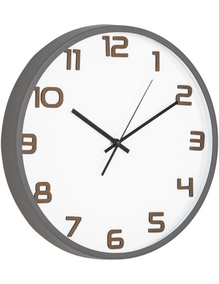 Horloge murale silencieuse Ronde 35 cm Plastique Gris Blanc Naturel Verre Greenwich 