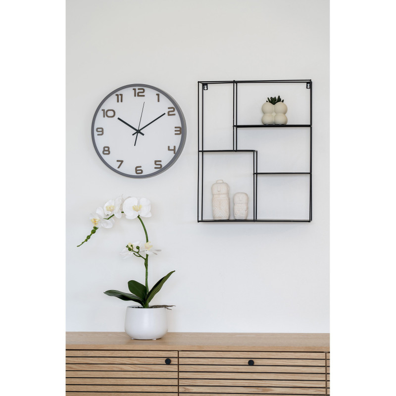 Horloge murale silencieuse Ronde 35 cm Plastique Gris Blanc Naturel Verre Greenwich 