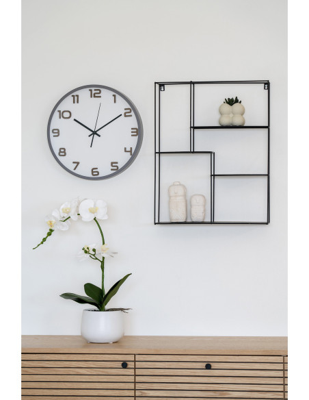 Horloge murale silencieuse Ronde 35 cm Plastique Gris Blanc Naturel Verre Greenwich 