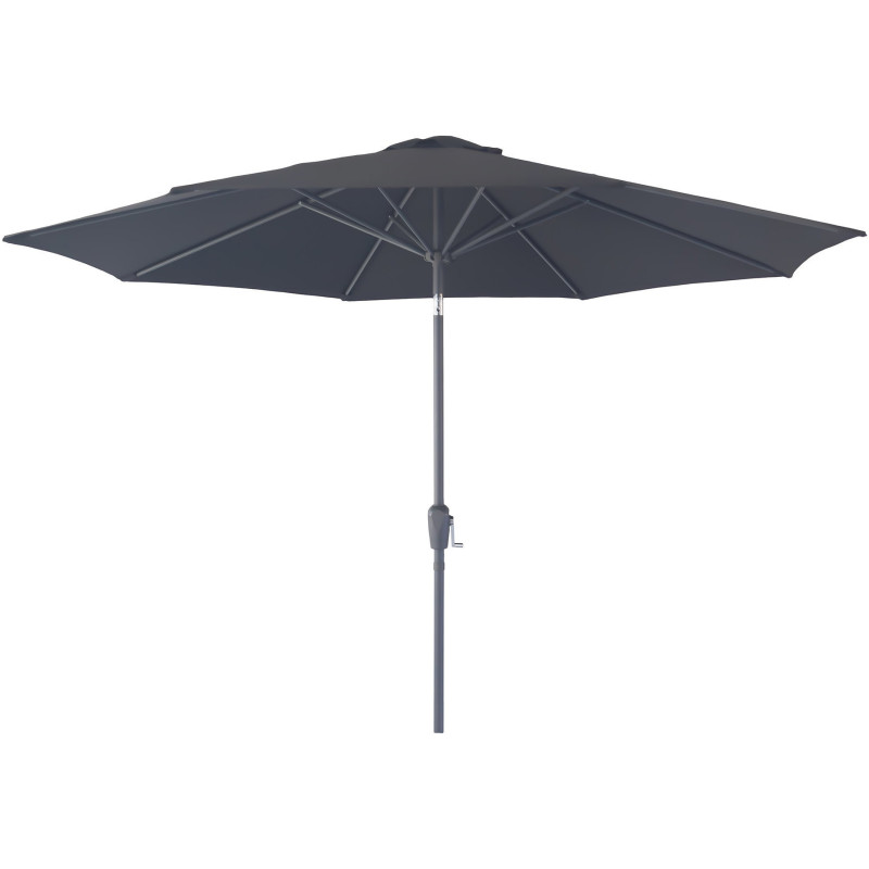 Parasol Droit Rond 3x3 m Tissu Noir Métal Noir Houston 