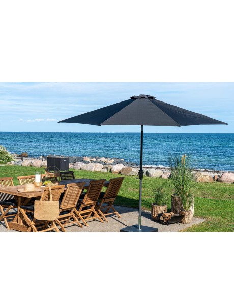 Parasol Droit Rond 3x3 m Tissu Noir Métal Noir Houston 