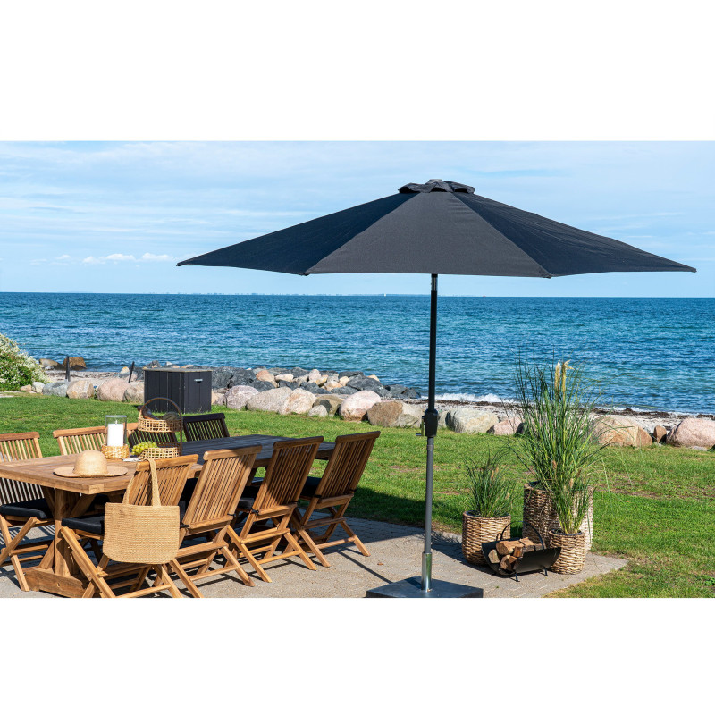 Parasol Droit Rond 3x3 m Tissu Noir Métal Noir Houston 
