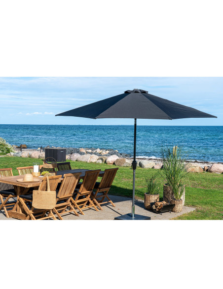 Parasol Droit Rond 3x3 m Tissu Noir Métal Noir Houston 