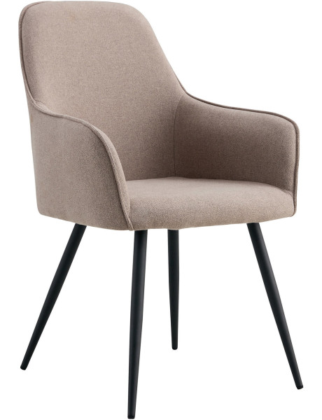 Fauteuil de table moderne Tissu Gris pierre Métal Noir Harbo (Lot de 2) 