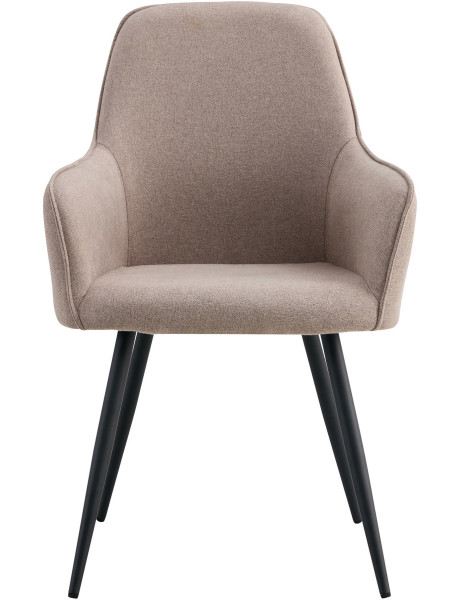 Fauteuil de table moderne Tissu Gris pierre Métal Noir Harbo (Lot de 2) 