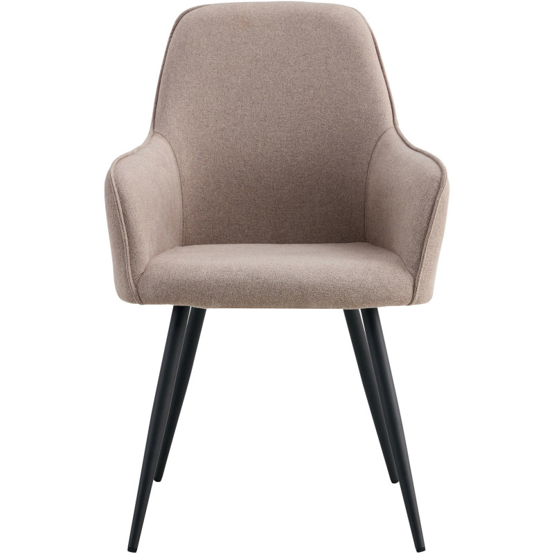 Fauteuil de table moderne Tissu Gris pierre Métal Noir Harbo (Lot de 2) 