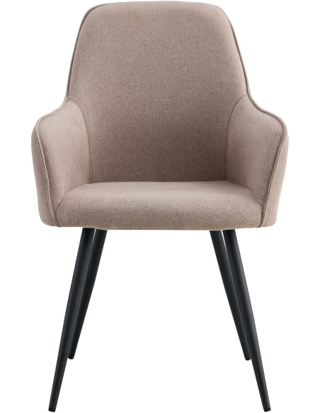 Fauteuil de table moderne Tissu Gris pierre Métal Noir Harbo (Lot de 2) 
