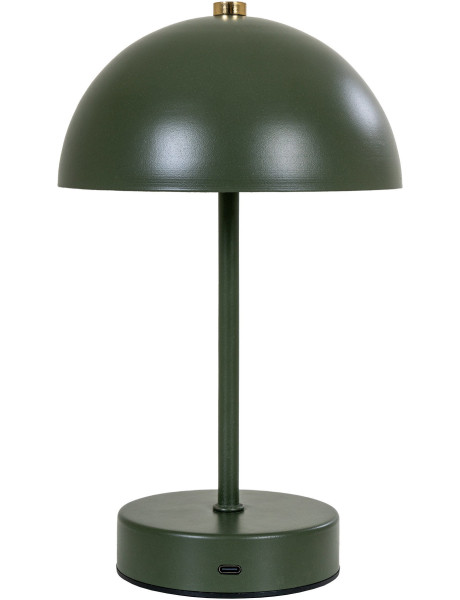 Lampe à poser moderne Led rechargeable Chapignon Hauteur 25 cm Métal Vert Laiton Holt 