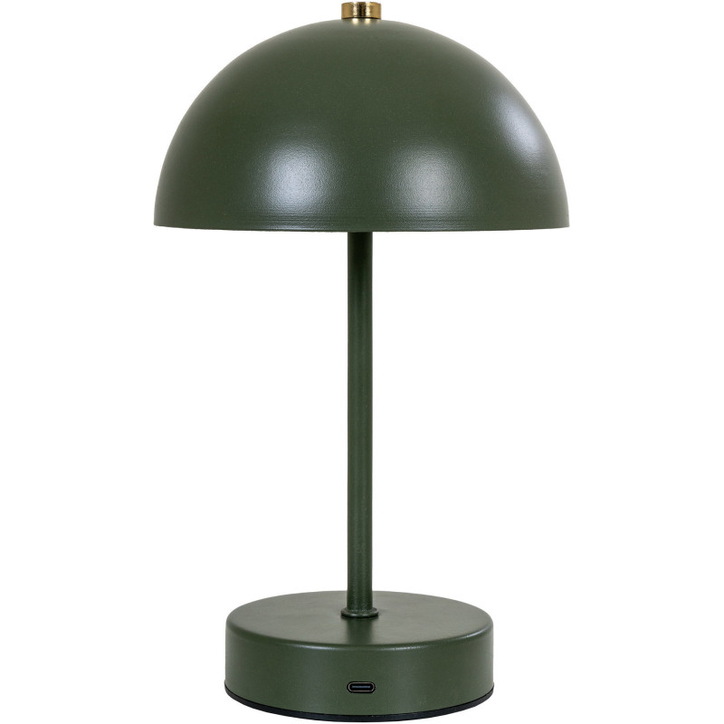 Lampe à poser moderne Led rechargeable Chapignon Hauteur 25 cm Métal Vert Laiton Holt 