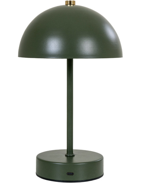 Lampe à poser moderne Led rechargeable Chapignon Hauteur 25 cm Métal Vert Laiton Holt 