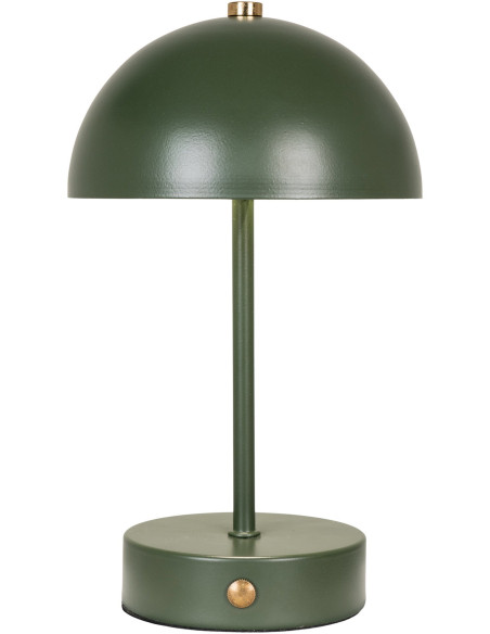 Lampe à poser moderne Led rechargeable Chapignon Hauteur 25 cm Métal Vert Laiton Holt 