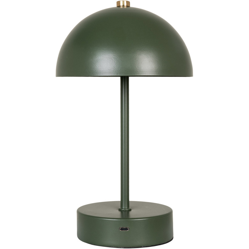Lampe à poser moderne Led rechargeable Chapignon Hauteur 25 cm Métal Vert Laiton Holt 