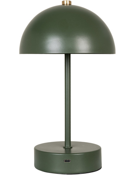 Lampe à poser moderne Led rechargeable Chapignon Hauteur 25 cm Métal Vert Laiton Holt 