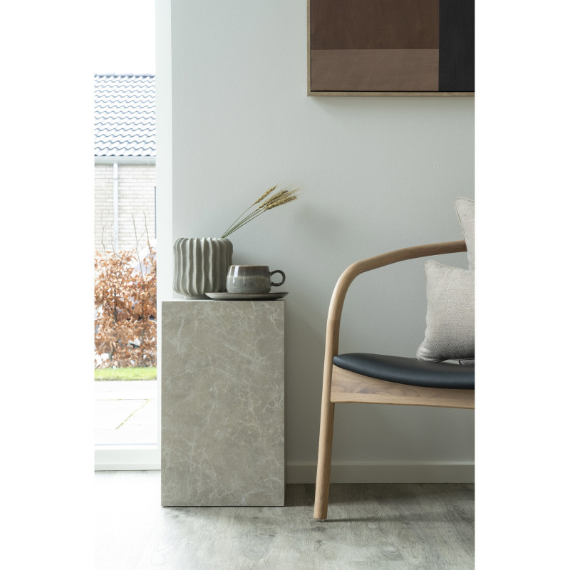 Table d'appoint moderne Carrée Bois MDF Papier décoratif Beige Effet marbre Prague 